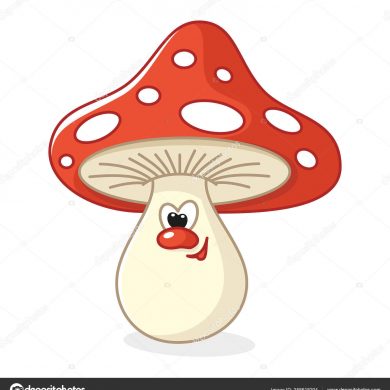 Cute cartoon mushroom Amanita on a white background. Isolated object. Vector illustration